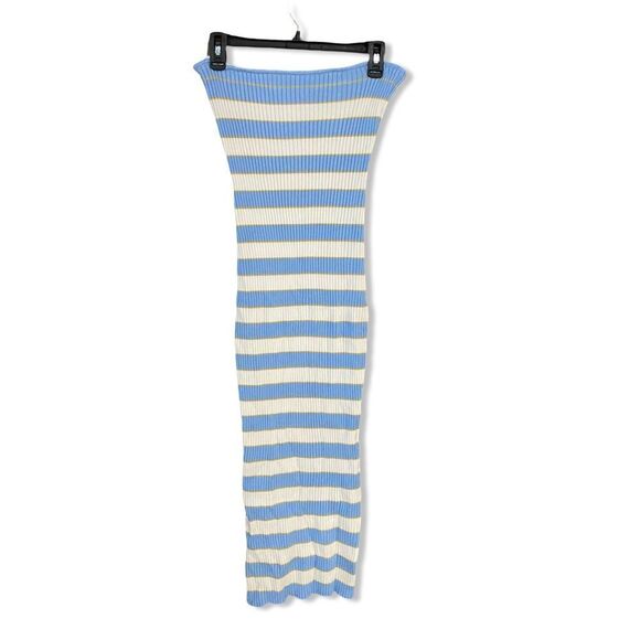 NWT More To Come Lesley Ribbed Strapless Dress in Striped Blue knit Revolve S - Picture 4 of 8